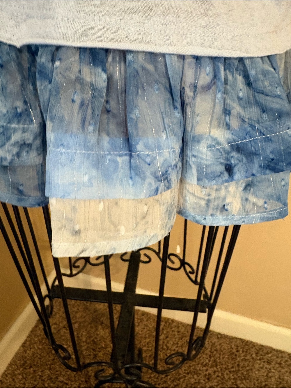 Umgee Light Blue Ruffle Tiered Tank - Picture 2 of 4